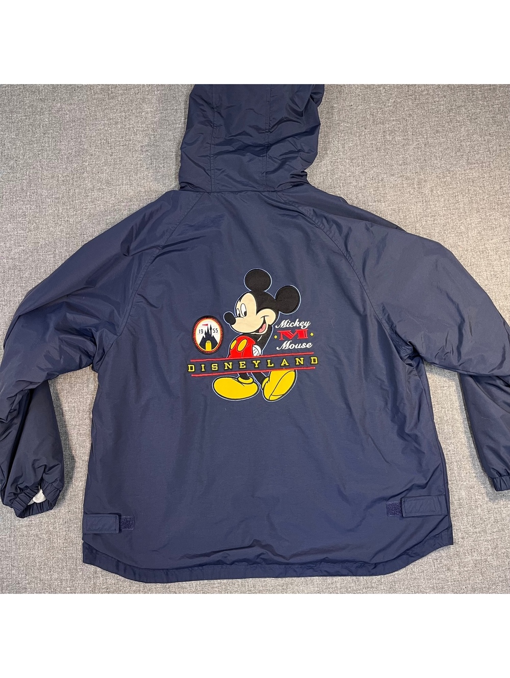 Disneyland Resort 1955 Mickey Mouse Blue Hoodie Jacket Embroidered Size L 90s